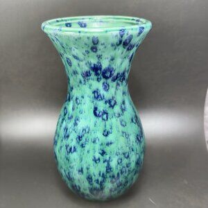 Vintage Haeger Pottery Vase Forrest Green And Blue Vase Vessel W Partial Sticker